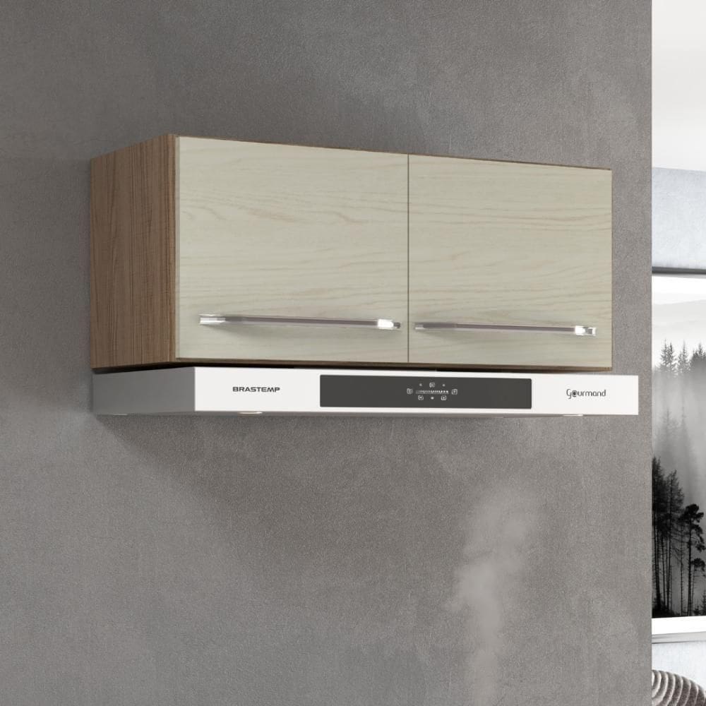 Armário Aéreo Modulado Geladeira Paris 2 Portas Nogal/salina