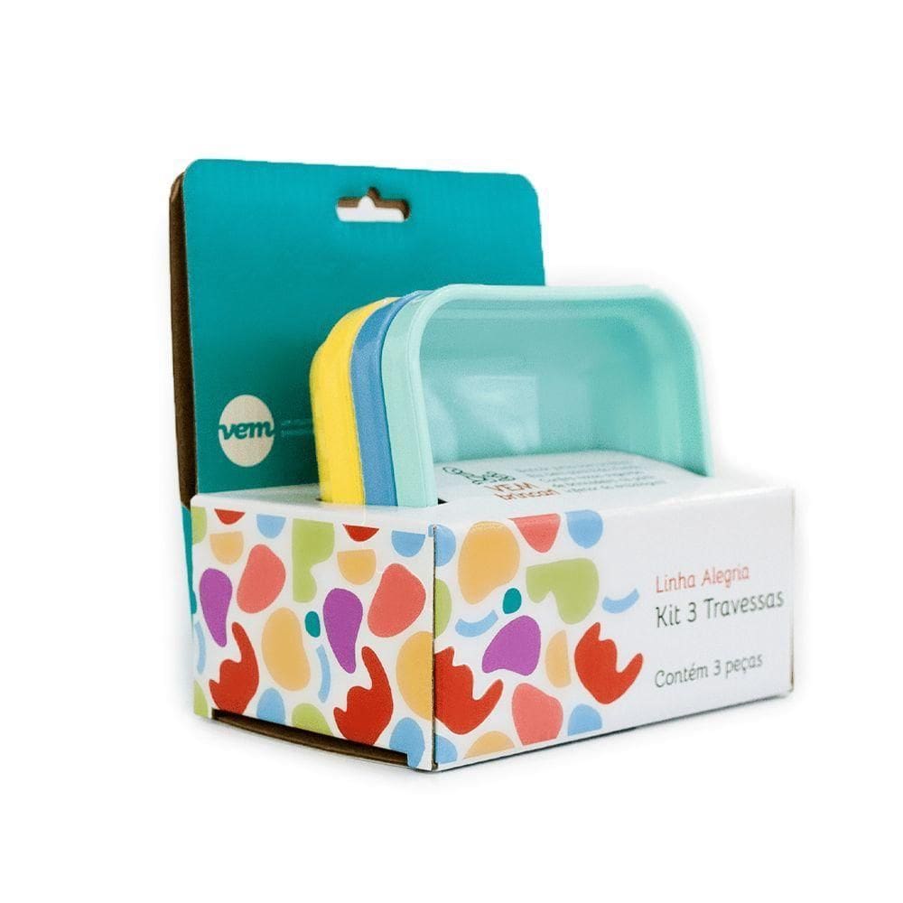 Kit Travessa Cheff Vem Verde-azul-amarelo 250ml Pp Linha Alegria