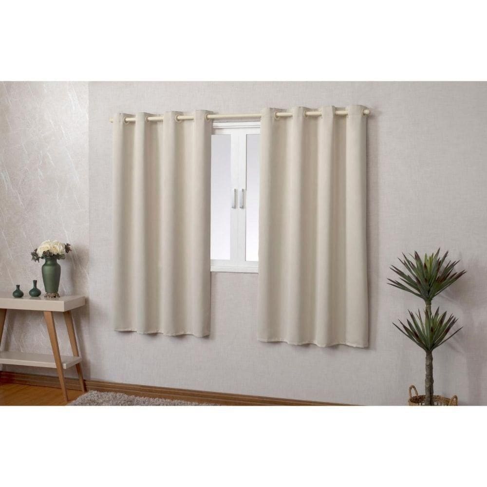 Cortina Blackout 2 Metros Tilia Varão 2,0 X 1,7 M Sala Quarto - Bege