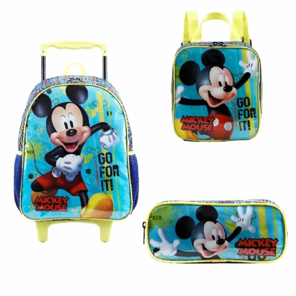 Kit Mochilete Estojo e Lancheira Disney Mickey X2 Ref: 11600, 11604 e 11605 Xeryu`s