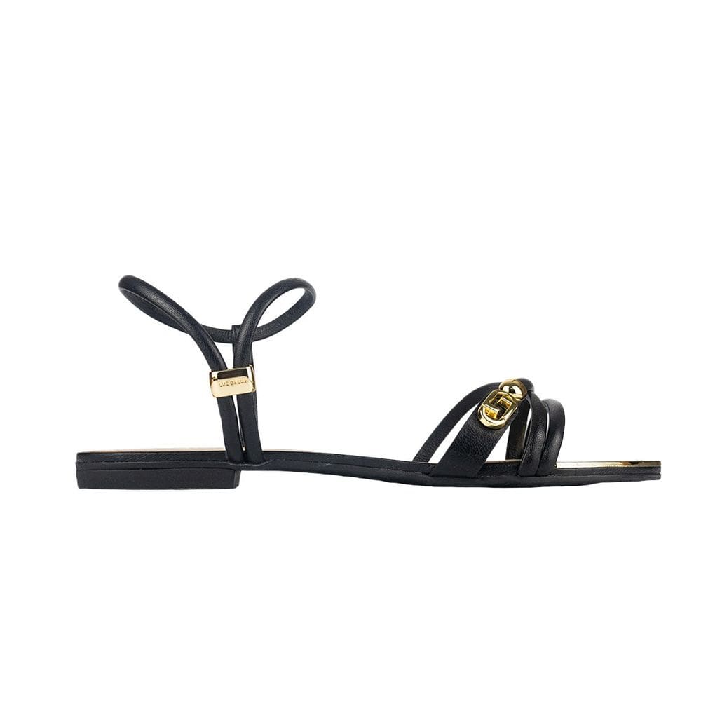 Sandália Rasteira Luz da Lua Detalhe Metal