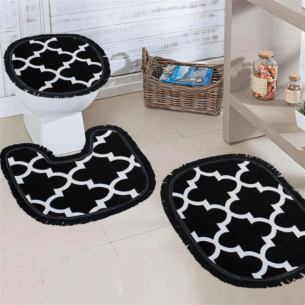 Jogo de Tapetes para Banheiro Cazza Emborrachado com 3 Peças