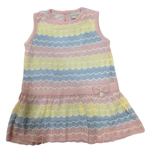 Vestido linha bebê fem Noruega Rosa Amarelo e Azul