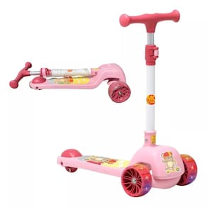 Patinete Infantil Urso Fofo Rosa Altura Ajustável até 50kg