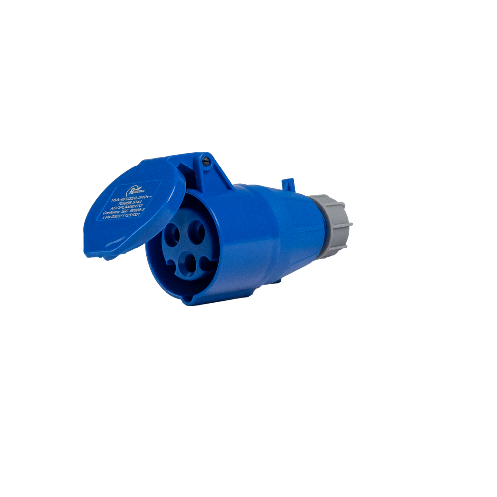 Acoplamento Móvel Industrial 2P+T 16A 6H 220V Azul