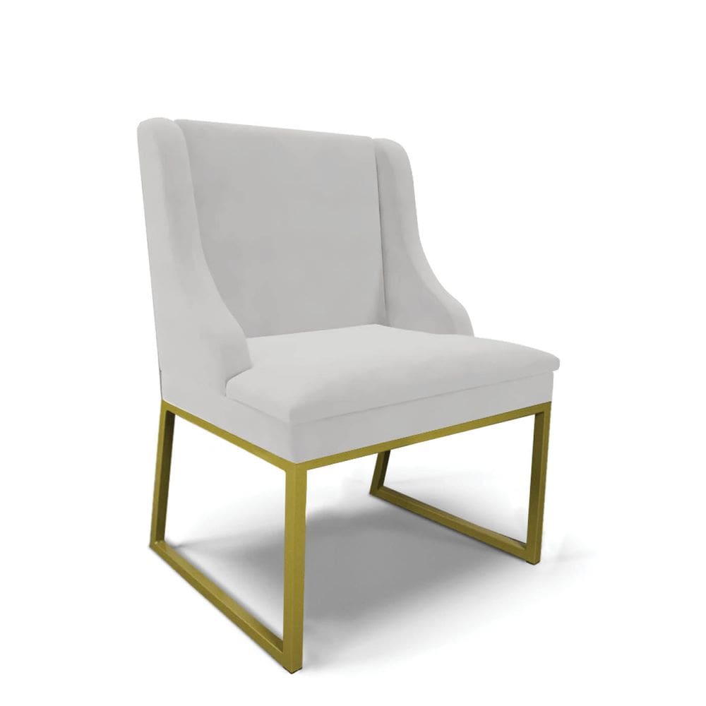 Cadeira Sala de Jantar Industrial Dourado Liz Veludo Cinza D03 - D`Rossi