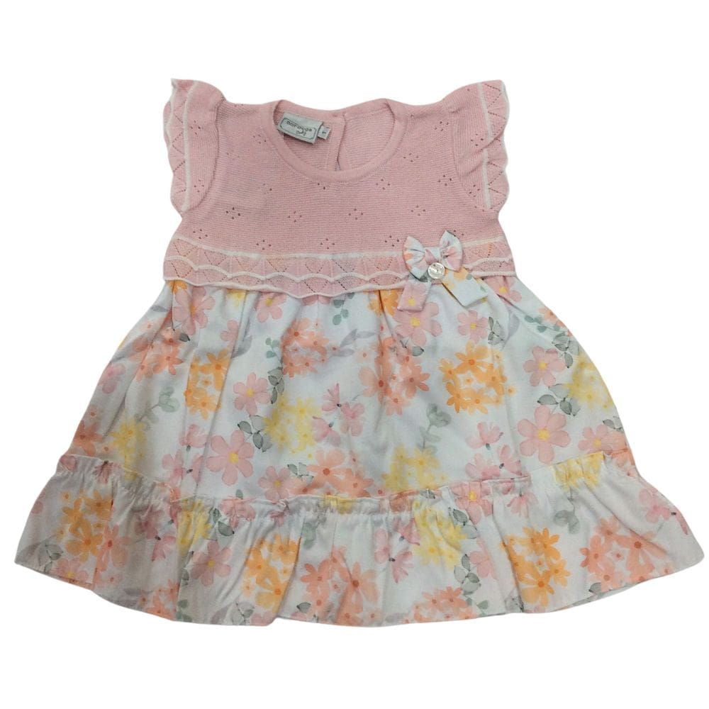 Vestido infantil fem Noruega Rosa Floral