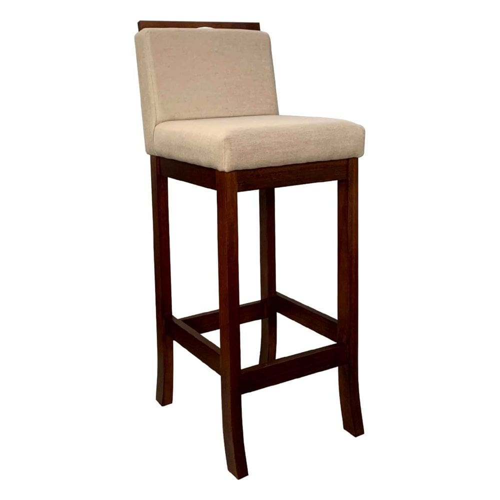 Banqueta Alta para Bancada Turim Madeira Castanho Linho Bege CCS