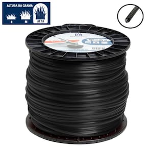 Fio Nylon Roçadeira 3mm Quadrado Preto Rolo 219 Metros