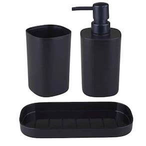 Kit Banheiro Lavabo Plast. Preto Rayco