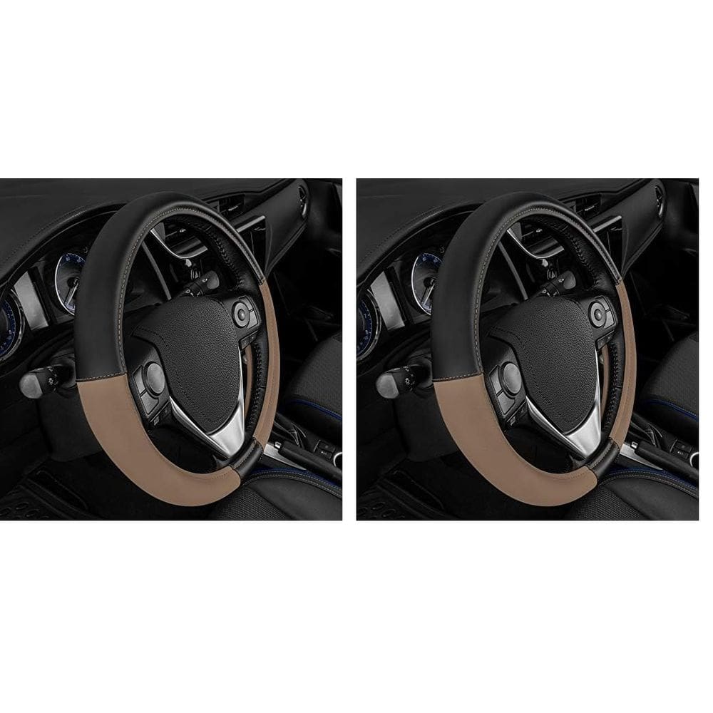 Capa de volante CAT em couro ergonômico de dois tons (pacote 2)