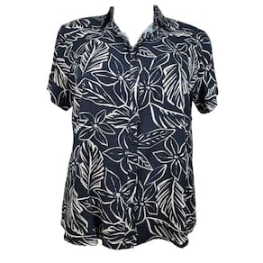 Camisete Feminino MC Preto Folhas Nude Doce Brisa 100% Viscose