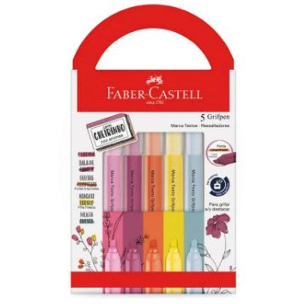 Marca-Texto Grifpen com Aroma Revigora e Energiza 5 Cores Faber - Castell