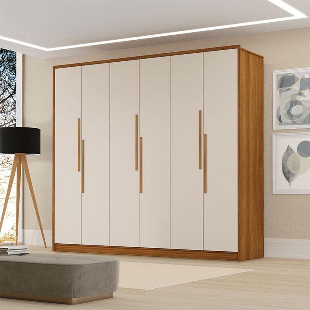 Guarda Roupa Casal Ambiente Córdoba 6 Portas Carvalho New Off White Pina - Luapa