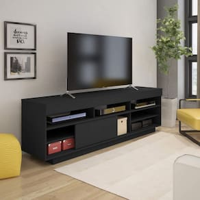 Rack Treviso Para Sala Tv 75" Com 6 Nichos Prateleira e Porta