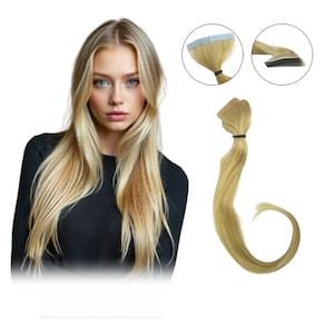 Mega Hair Fita Adesiva Cabelo Humano 60cm Loiro claro