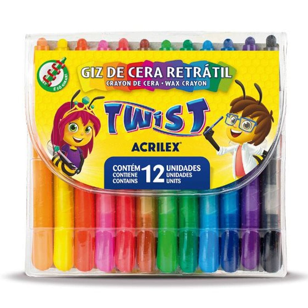 Giz de Cera Retratil Twist 12 Cores - Acrilex