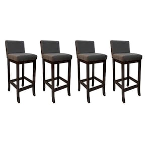 Kit 4 Banquetas Alta Estofada em Madeira Maciça Capuccino Melody Suede Cinza