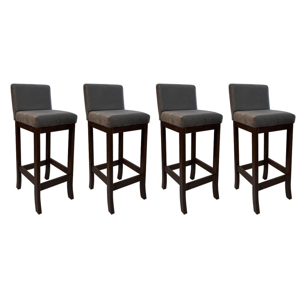 Kit 4 Banquetas Média Estofada em Madeira Maciça Capuccino Melody Suede Cinza