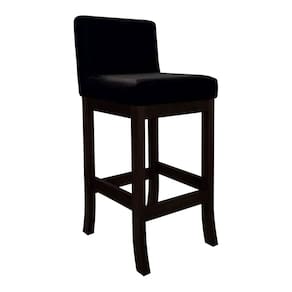 Banqueta Alta para Bancada de Cozinha em Madeira Capuccino Melody Suede Preto