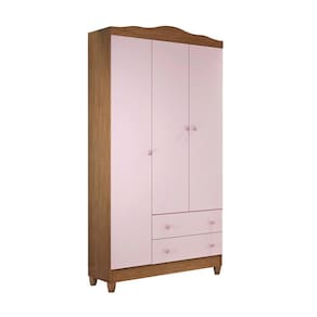 Guarda Roupa Infantil 3 portas com Gavetas Rose com Amadeirado Carolina Baby