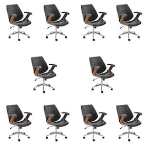 Kit 10 Cadeiras de Escritório Diretor Giratória Office Lisboa Preto