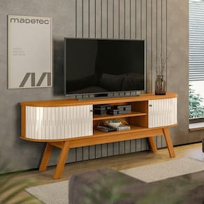 Painel Valência Para TV até 75 Polegadas - Cinamomo/Off White - Madetec