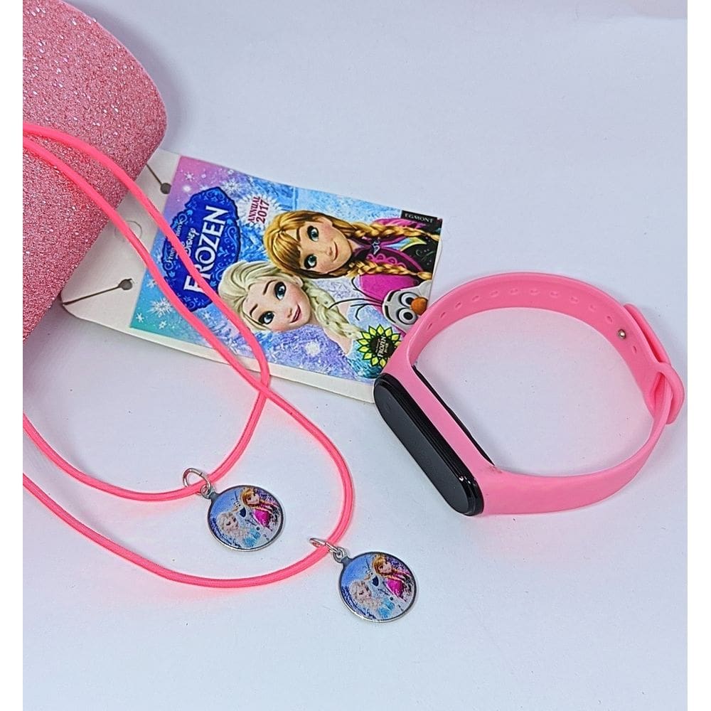 Kit Relógio Infantil Digital Led Silione Esporte Menina Menino + Colares Amizade Best Friends Pingente Desenho Animado