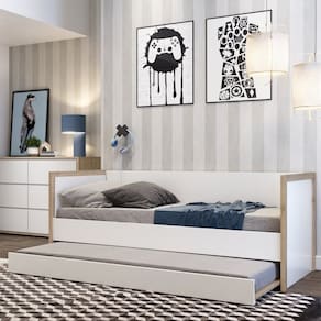 Cama Babá Infantil com Cama Auxiliar Moderna Coleção Wood Branco