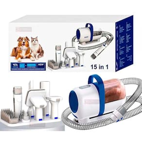 Kit Higiene Pet Banho e Tosa 15 Em 1 Aspirador 220v 300w Com Maquina Tosa Sem Fio, Lixa de unha Escova Rasqueadeira