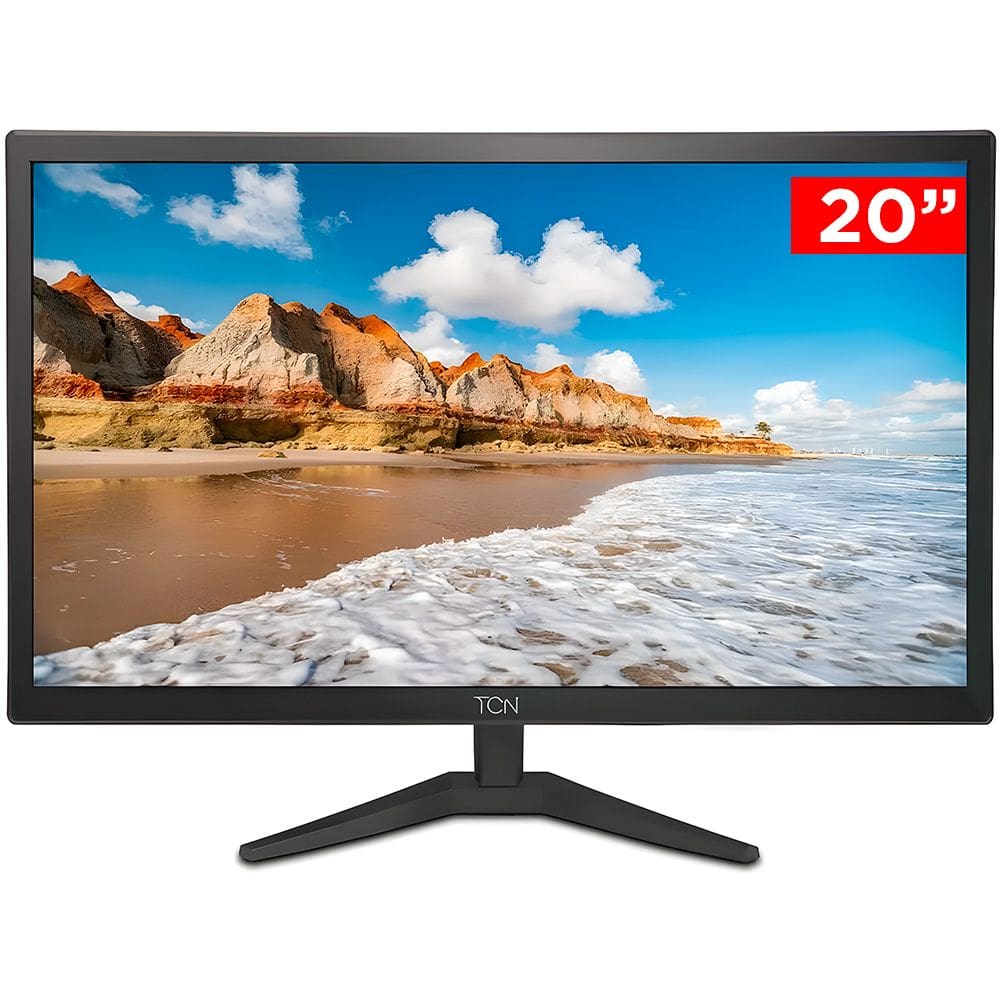 Monitor LED 20 Polegadas, Office Goldentec, TCN Flat HD, 5ms, 60Hz, HDMI, VGA - Preto