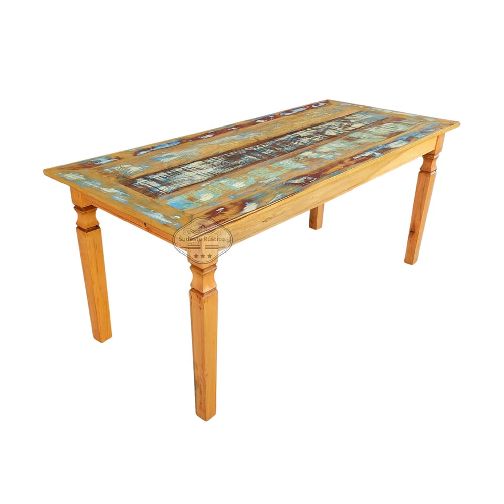 Mesa em madeira 180 x 80 com tinta pátina em demolição Sudeste Rústico