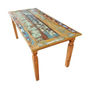 Mesa em madeira 200 x 90 com tinta pátina em demolição Sudeste Rústico