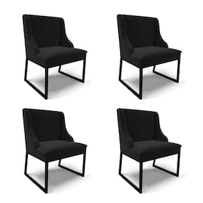 Cadeira Sala de Jantar Industrial Preto Kit 4 Liz Suede Preto D03 - D`Rossi