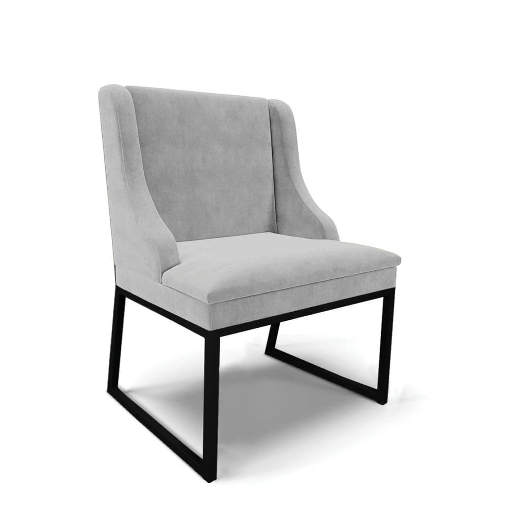 Cadeira Sala de Jantar Industrial Preto Liz Suede Cinza D03 - D`Rossi