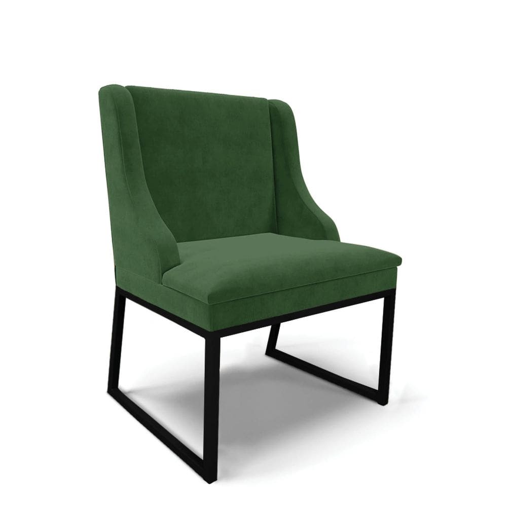 Cadeira Sala de Jantar Industrial Preto Liz Suede Verde D03 - D`Rossi