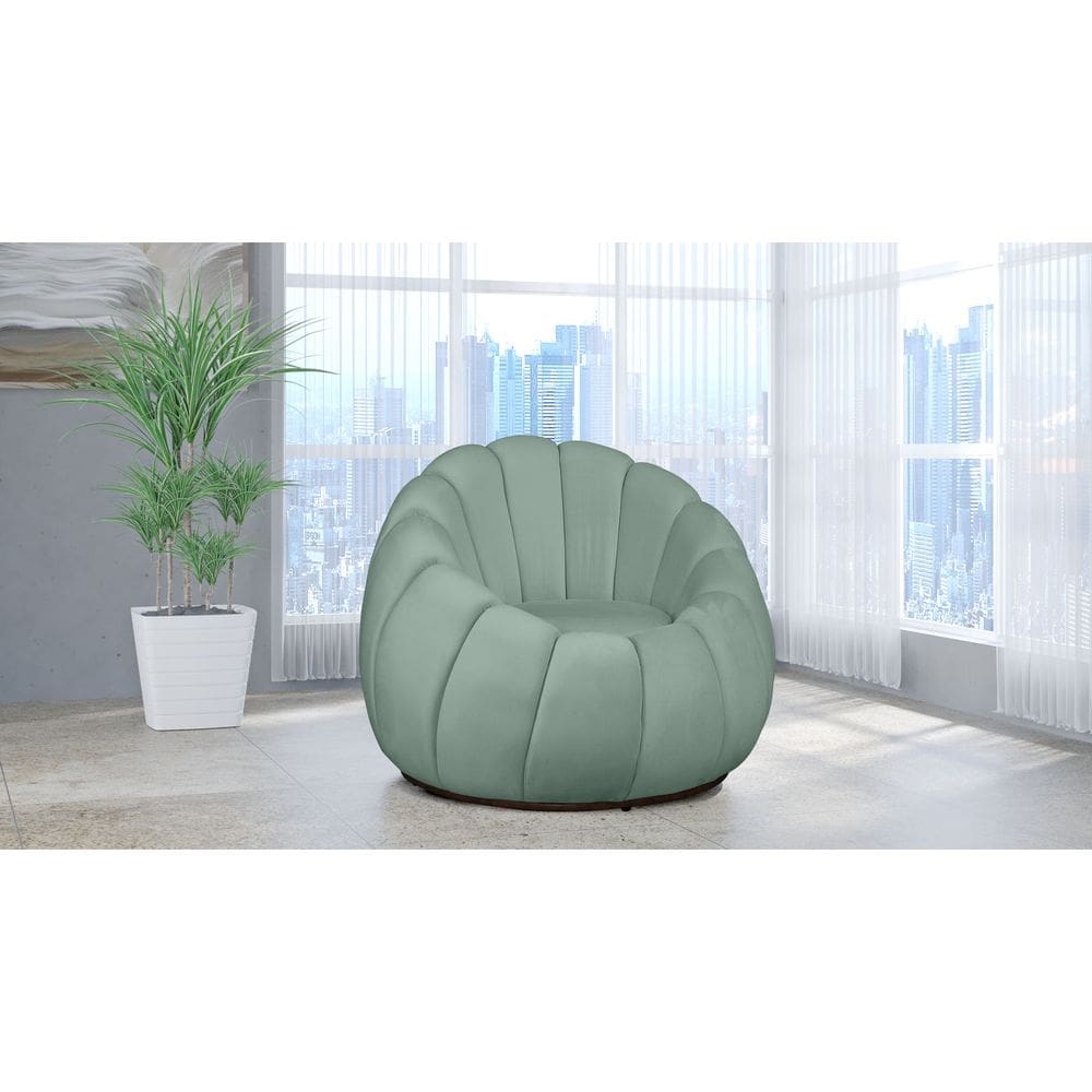 Poltrona Decorativa Concha Giratória Veludo Acqua - Londrilar