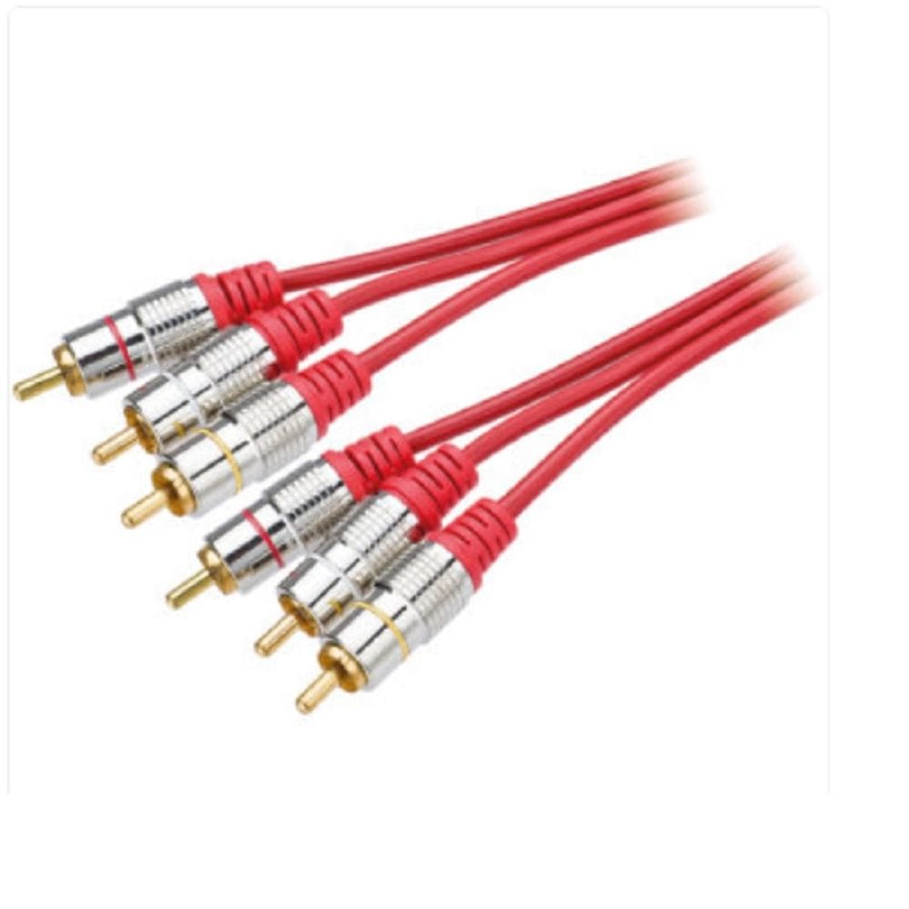 Cabo 3 Rca + 3 Rca Gold Fitz 5M Vermelho