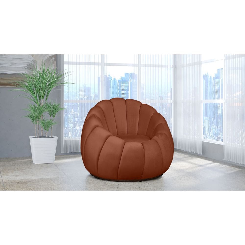 Poltrona Decorativa Concha Giratória Veludo Terracota - Londrilar