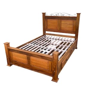 Cama Casal king size em Madeira de 4 Gavetas Demolição Modelo Almofadas Sudeste Rústico