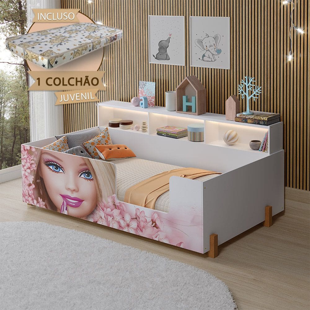 Cama Montessoriana Doçura Boneca Princesa Juvenil Branca + Colchão