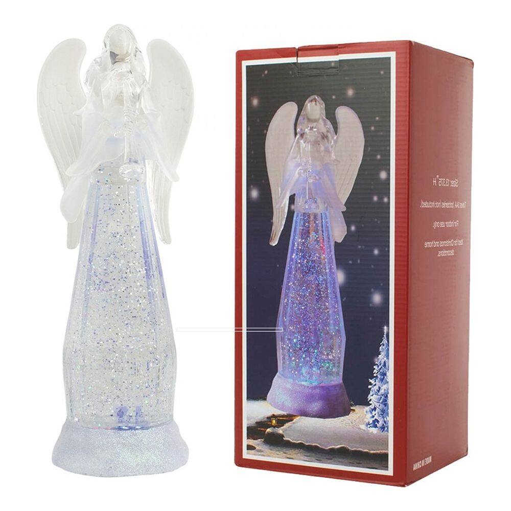 Luminária Enfeite Iluminado Natal Anjo Purpurina 34cm