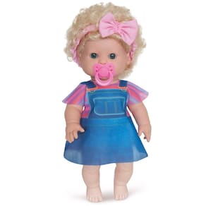 Boneca Coleção Danadinhas Loira Cabelo Crespo 34cm Chupeta