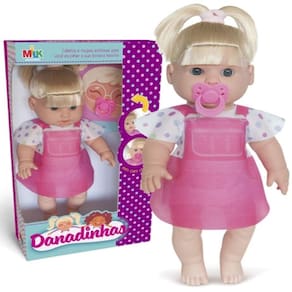 Boneca Coleção Danadinha Loira Com Chupeta Menina Brinquedo