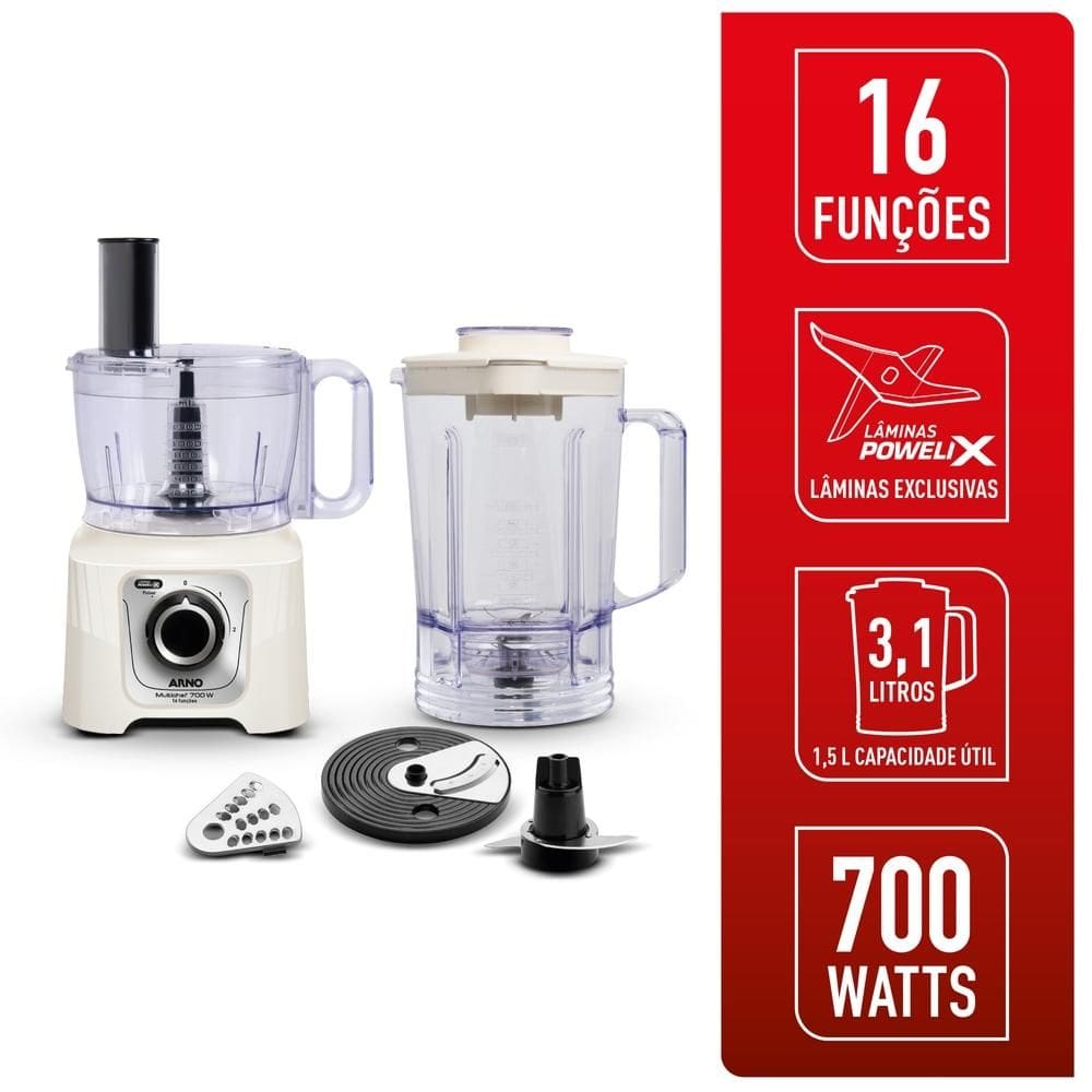 Multiprocessador Arno 700W 16 Funções Marfim MP62 | Arno