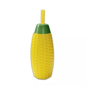 Copo Formato Milho Verde com Canudo 300ml 1 unidade - Decoração Festa Junina São João