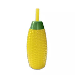 Copo Formato Milho Verde com Canudo 300ml 2 unidades - Decoração Festa Junina São João
