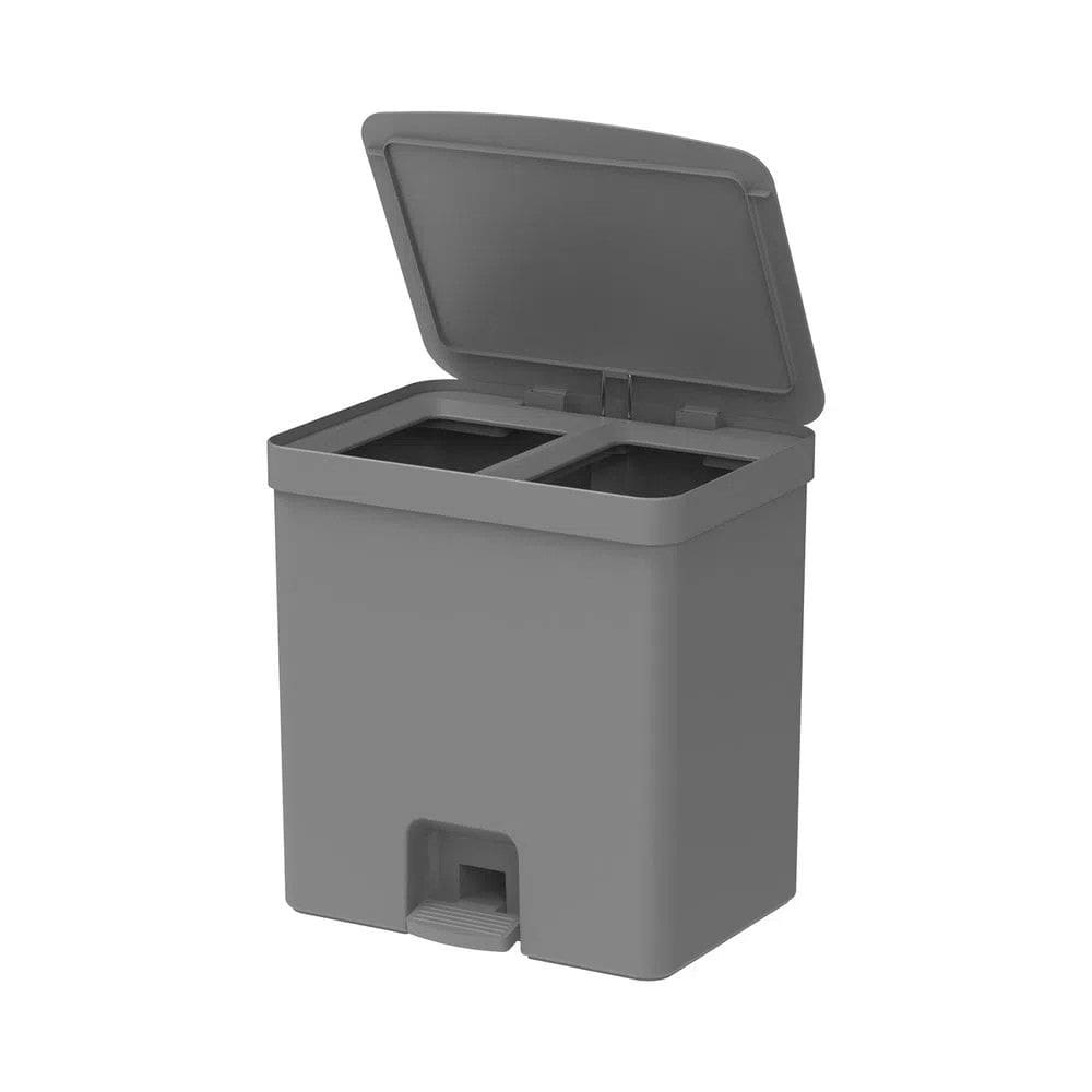 Lixeira com Pedal Trium 30 L com Duplo Compartimento Cinza Ou