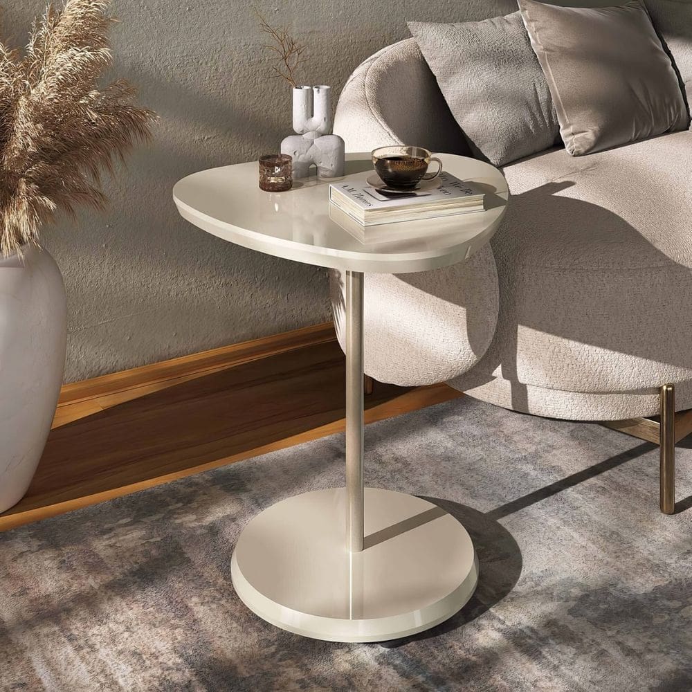 Mesa de Apoio Lateral Oval Bel - 100% MDF