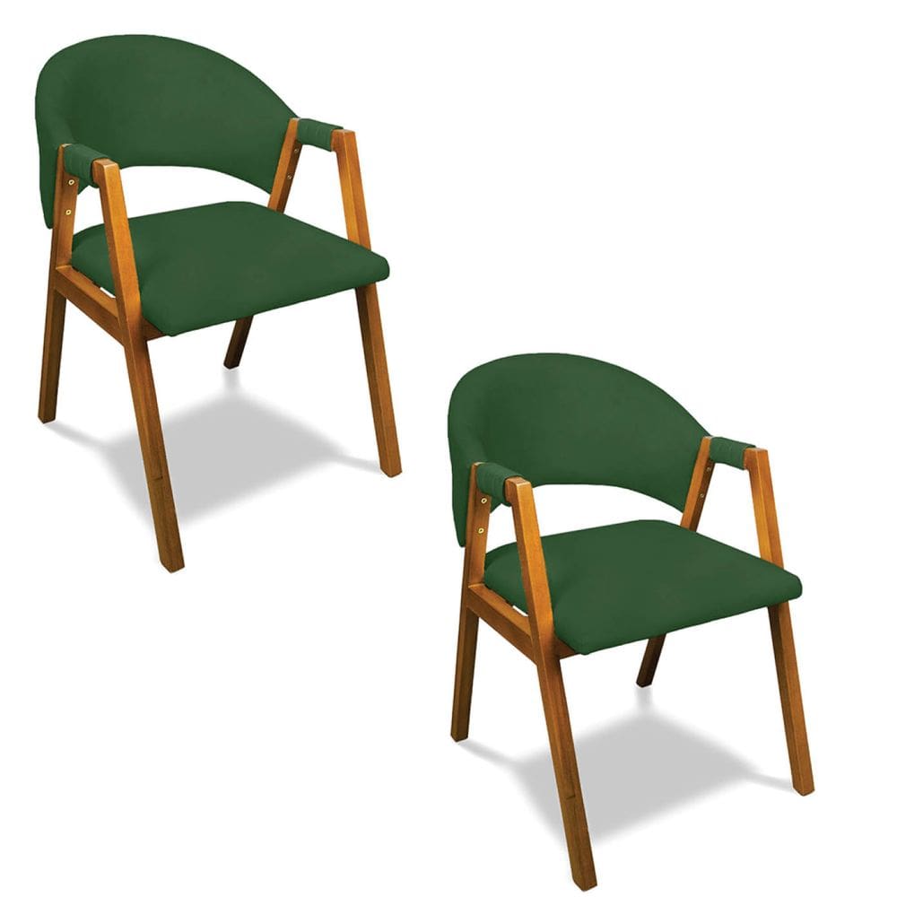 Cadeira Sala de Jantar Em Madeira kit 2 Yara Suede D03 - D`Rossi
